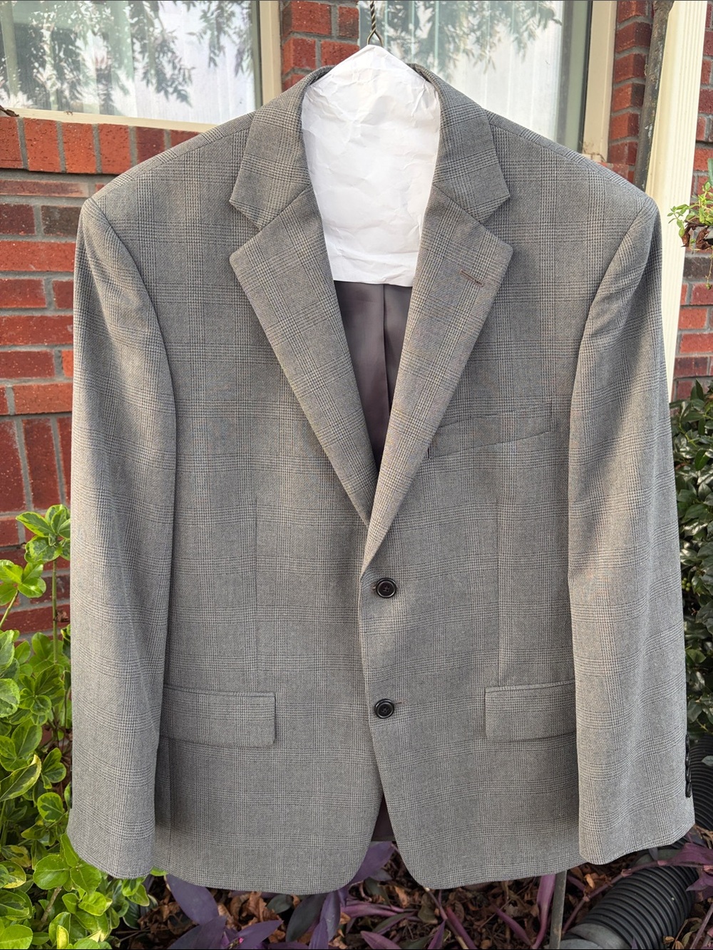 Haggar Light Gray Plaid Sport Coat Blazer. 40S